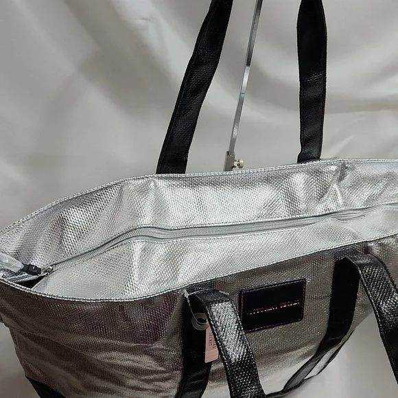 Victoria's Secret Silver and Black Large Tote Bag